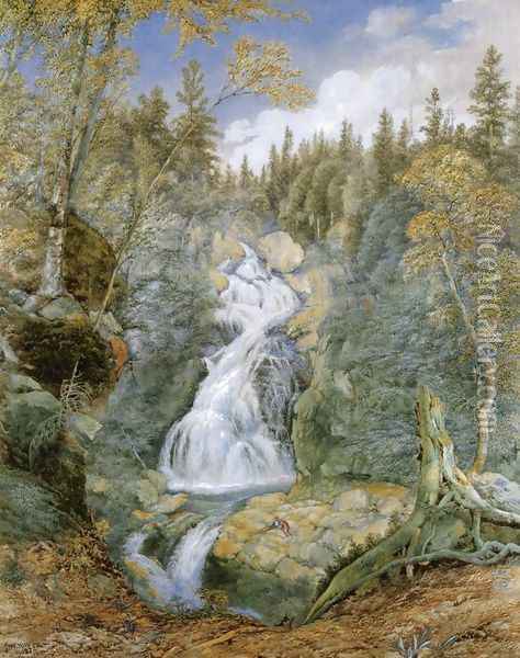 Crystal Cascade, White Mountains Oil Painting - John Hill