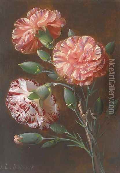 Carnations Oil Painting - Johan Laurentz Jensen