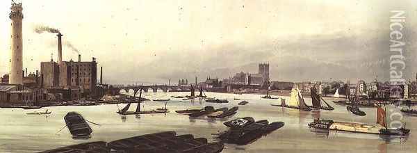 Shot Tower and Westminster, 1842 Oil Painting - Thomas Shotter Boys