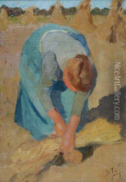 Vrouw Met Korenschoof Oil Painting - Pieter De Josselin De Jong