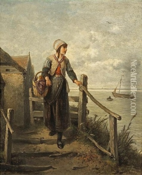 A Girl Of Marken Isle Oil Painting - Mari ten Kate