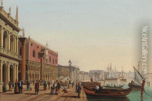 On The Molo, Venice Oil Painting - Guiseppe Canella