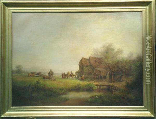 Farmstead Oil Painting - Ernest Lotichius