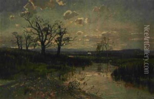 Moorlandschaft Im Spatsommer Oil Painting - Louis (Jakob Ludwig W.) Boller