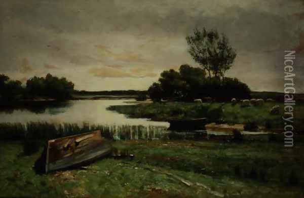 Lake with Rowing Boats Oil Painting - Edward Arthur Walton