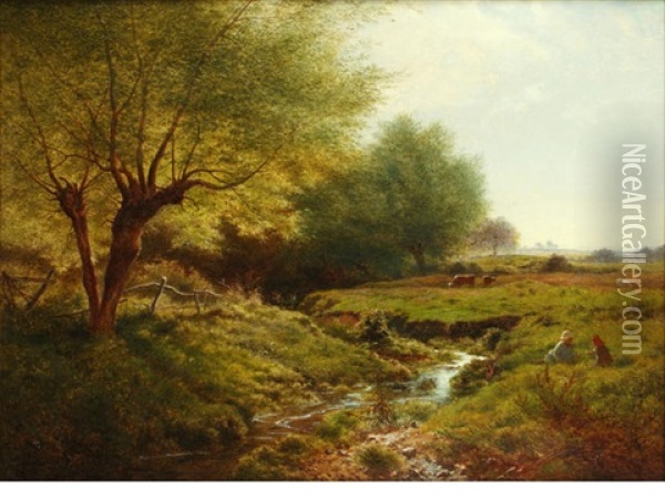 A Brook In Surrey Oil Painting - Arthur Gilbert