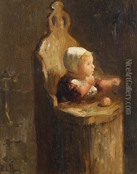 Portrait Of A Baby In A High Chair Oil Painting - Bernard Johann De Hoog
