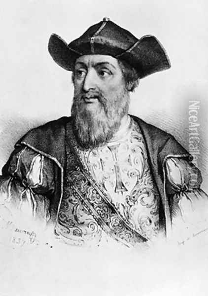 Portrait of Vasco da Gama 1469-1524 Oil Painting - Antoine Maurin
