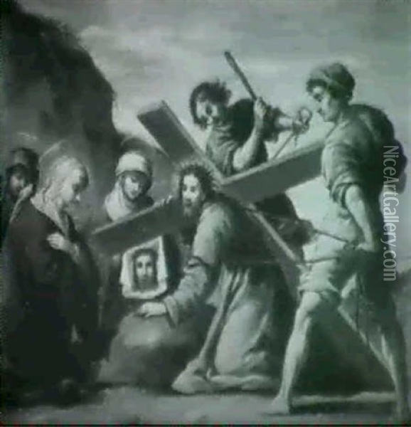La Flagellazione & Cristo Nel Giardino &      Cristo Cade Sotto La Croce & Trasfigurazione Oil Painting - Sebastiano Filippi the Younger