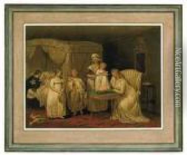 A Visit To The Child At Nurse Oil Painting - George Morland