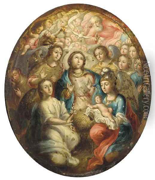 The Virgin and Angels adoring the Infant Christ Oil Painting - Joseph, The Younger Heintz