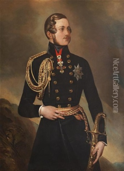 Portrait Of His Royal Highness Prince Albert (after Franz Xaver Winterhalter) Oil Painting - George Hayter