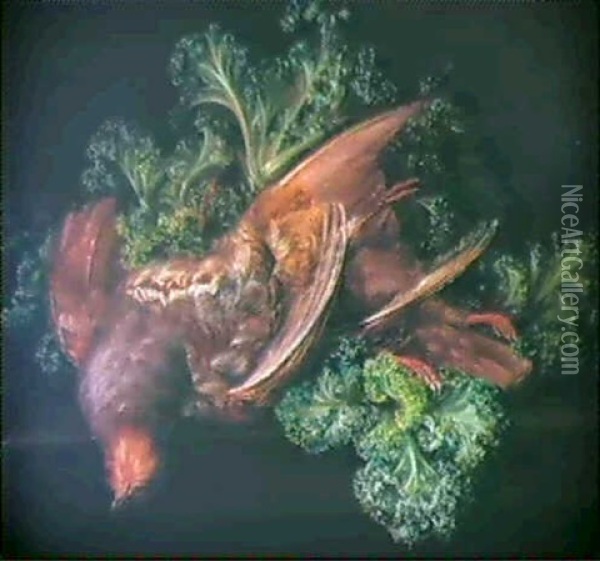 Nature Morte Med Agerhone Og Gronkal Oil Painting - Augusta Plagemann