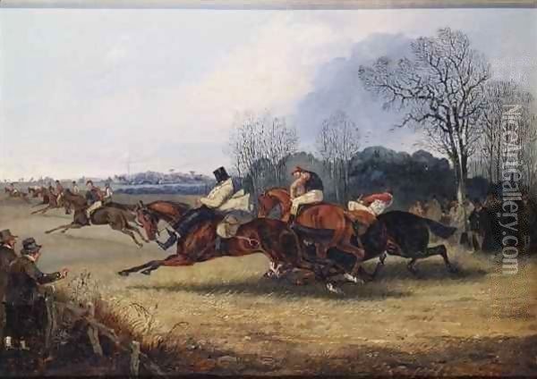An Incident in the Wakefield Steeplechase Oil Painting - Henry Thomas Alken