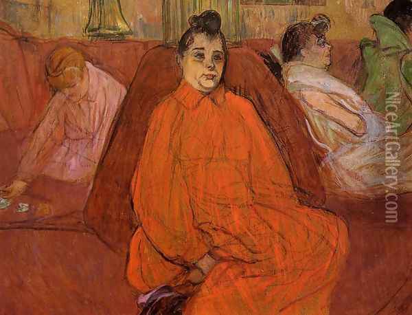 At the Salon, the Divan Oil Painting - Henri De Toulouse-Lautrec