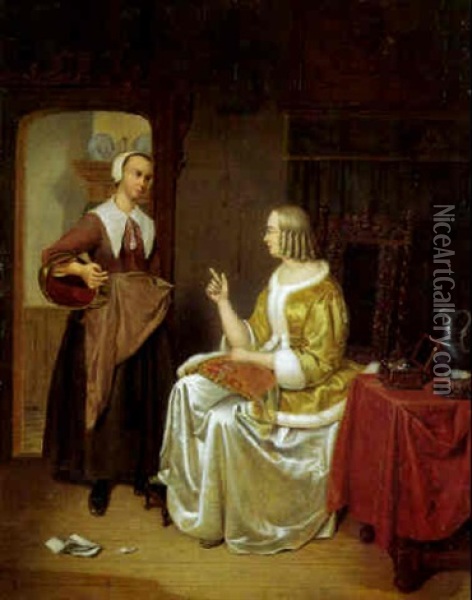 Die Anweisung Der Magd Oil Painting - Cornelis Willem Hoevenaar the Elder