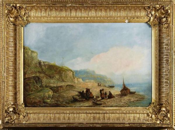 Kustparti Med Fiskare Oil Painting - Henry John Boddington