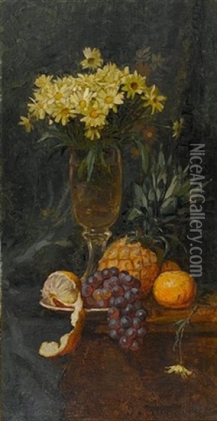 Still-life With Fruit And Flowers Oil Painting - Yuliy Yulevich Klever the Younger