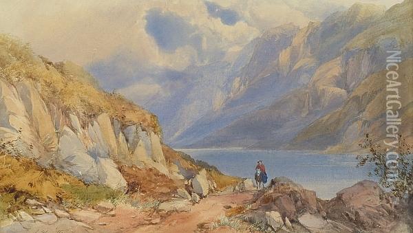 A View Of Wastwater, Cumberland Oil Painting - James Burrell-Smith