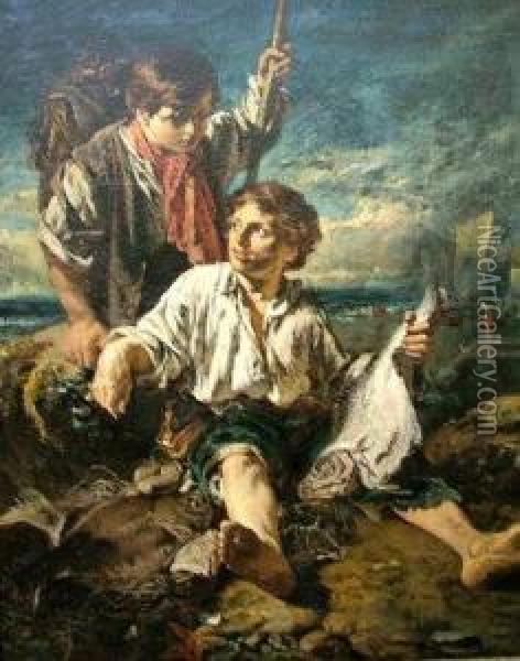 The Fisher Boys Oil Painting - William Underhill