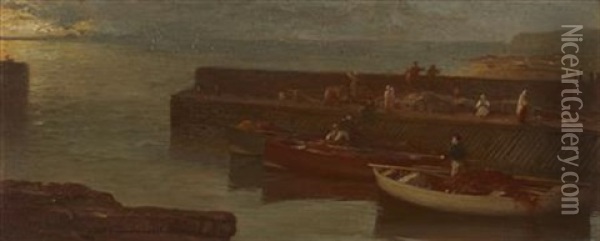 The Harbour Quay Oil Painting - William Fettes Douglas