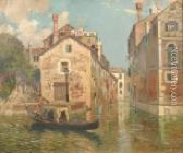 Angolo Di Venezia Con Gondoliere Oil Painting - Carlo Brancaccio