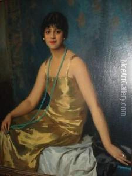 Elegante Au Collier De Perles Oil Painting - Cyprien Boulet