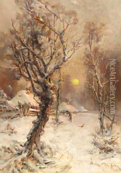Winter Landscape 2 Oil Painting - Iulii Iul'evich (Julius) Klever