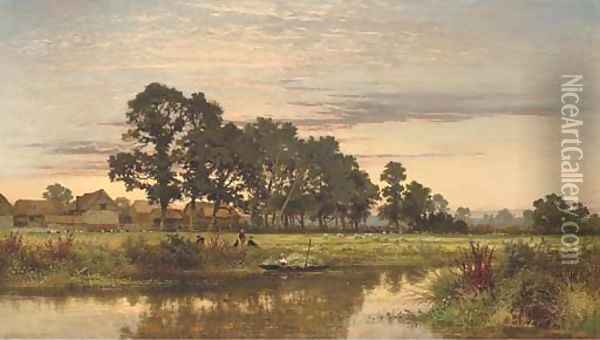 A Worcestershire Farm Oil Painting - Benjamin Williams Leader