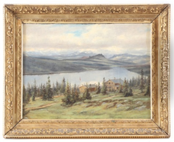 Gardstun I Fjellandskap Oil Painting - Johan Herman Wedel-Anker