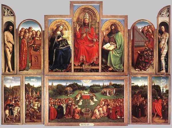 The Ghent Altarpiece (wings open) 1432 Oil Painting - Jan Van Eyck