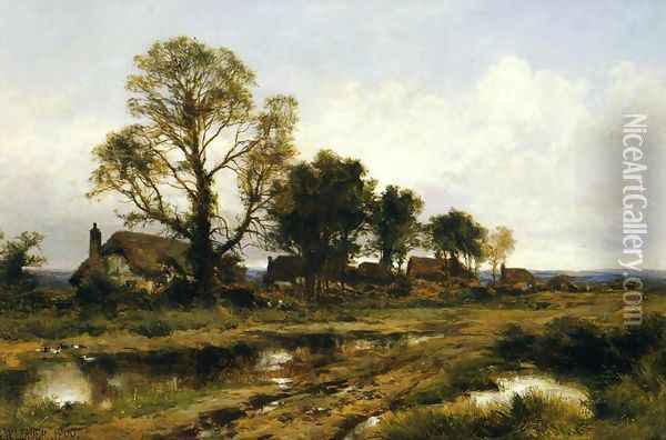 A Worcestershire Village Oil Painting - Benjamin Williams Leader
