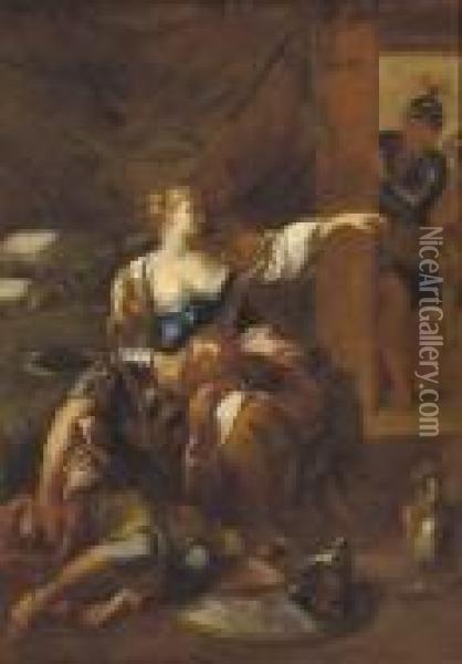 Samson And Delilah Oil Painting - Giuseppe Passeri