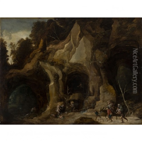 La Tentation De Saint Antoine Oil Painting - Joos de Momper the Younger