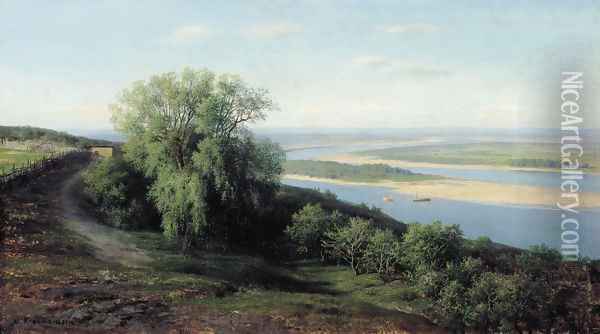 Volga near Simbirsk, 1881 Oil Painting - Clodt von Jurgensburg Mikhail Konstantinovitch