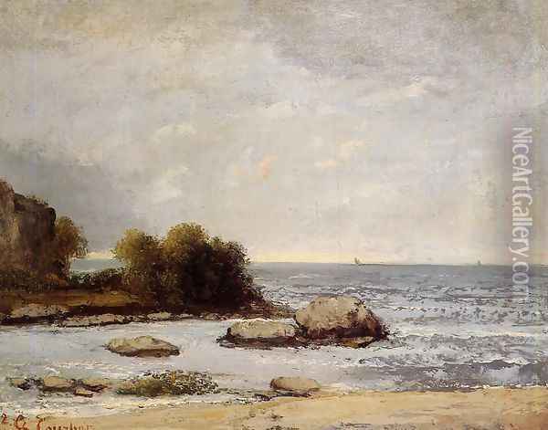 Seascape at Saint-Aubin Oil Painting - Gustave Courbet