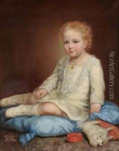 Enfant Assis Et Son Chien Oil Painting - Vasily Andreevich Tropinin