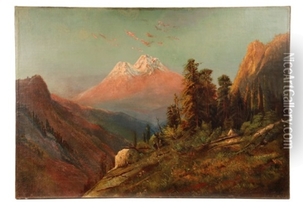Evening On Mt. Shasta, California Oil Painting - Frederick Ferdinand Schafer
