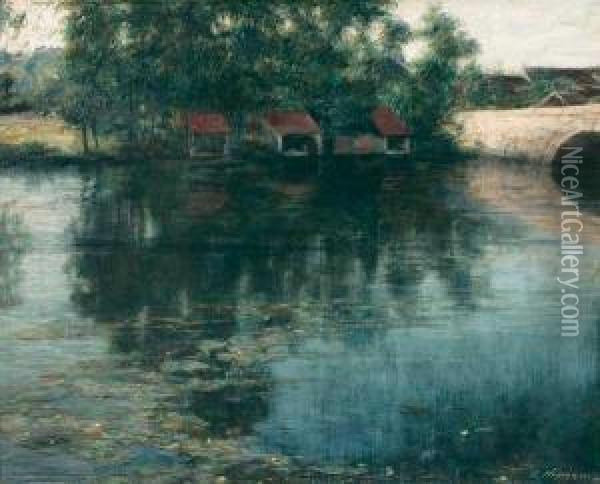 ''the Lower River'' Oil Painting - Alexander Thomas Harrison