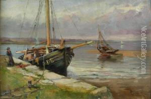 On The Quayside Oil Painting - William Bradley Lamond