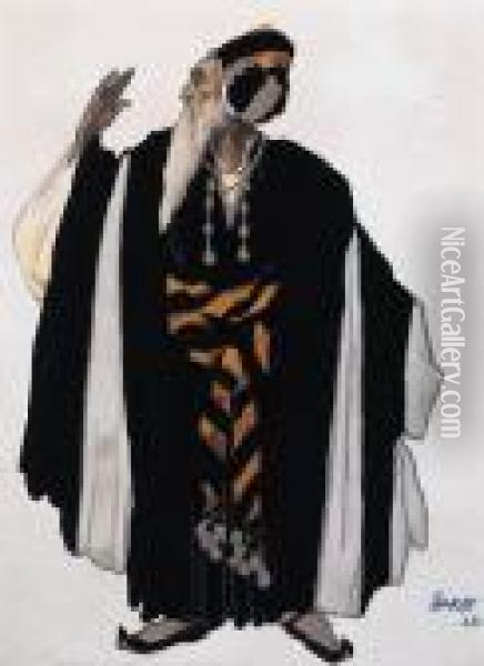Costume Design For Judith: A Jewish Elder Oil Painting - Lev Samoilovich Bakst