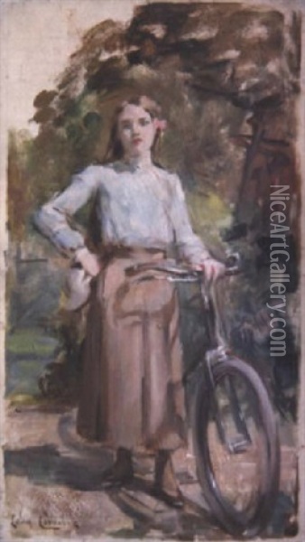 Jeune Fille A La Bicyclette Oil Painting - Leon Francois Comerre
