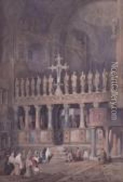 Interno Della Basilica Di San Marco In Venezia Oil Painting - Consalvo Carelli