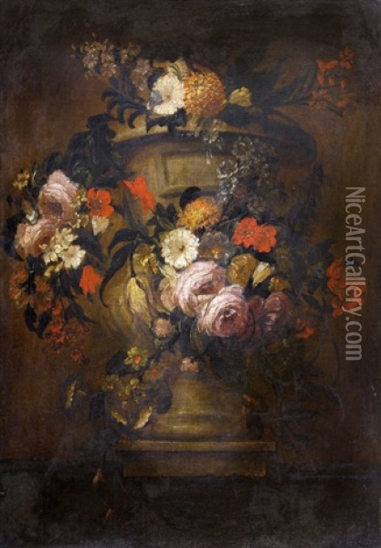 Prunkstillleben Mit Blumen Oil Painting - Jean-Baptiste Monnoyer