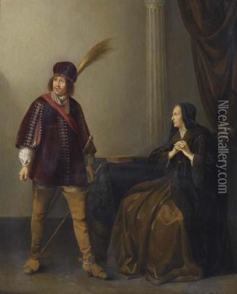 Nobleman And Lady. Oil Painting - Willem Bartsius