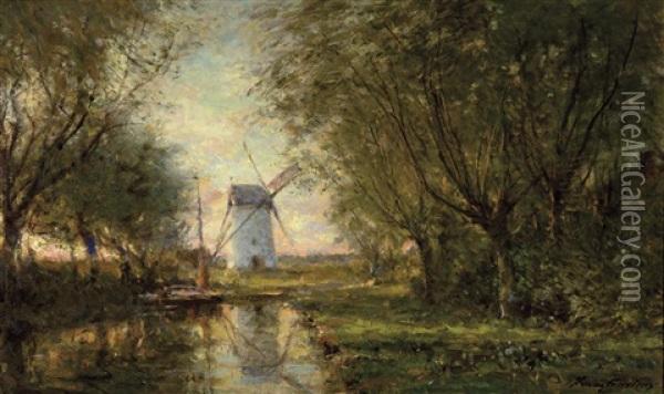 Paysage Avec Moulin Oil Painting - Franz Courtens