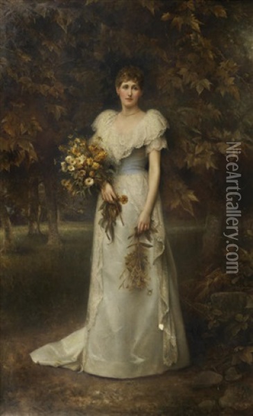 Lady Mosley, Wife Of The 4th Baronet Of Ancoats Oil Painting - Edward Hughes