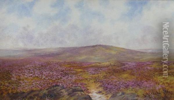 Heather On Dartmoor Oil Painting - Frederick John Widgery