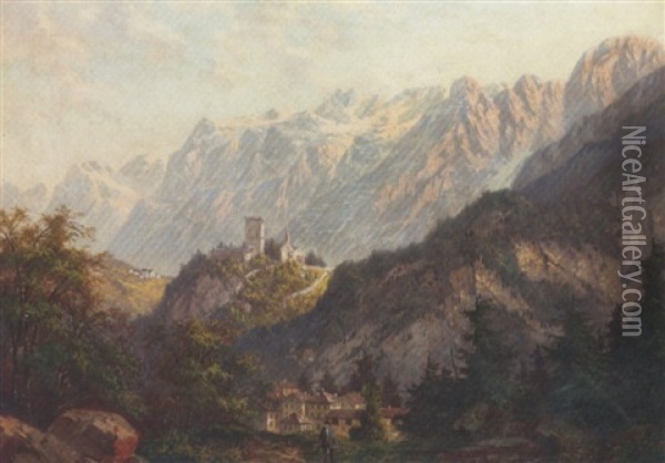Landschaft Im Bergell Oil Painting - Ulrich Weidmann