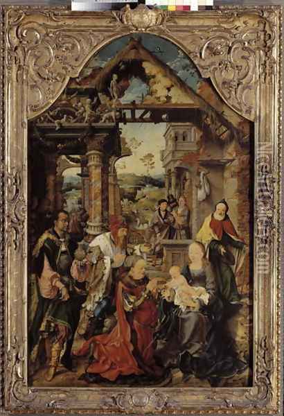 Adoration of the Magi, c.1513 Oil Painting - Joos Van Cleve